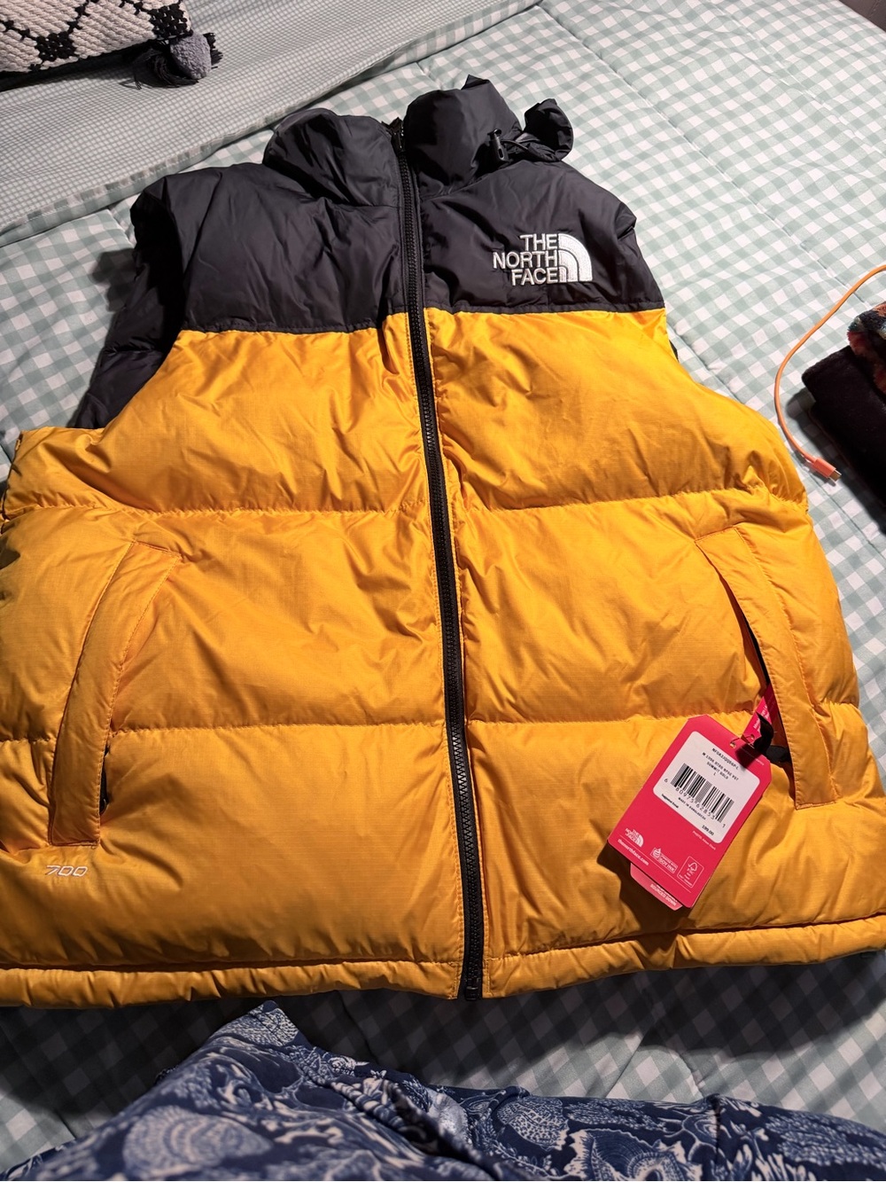 The North Face Yellow and Black Puffer Vest for Men